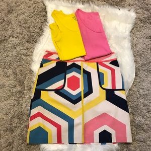 Boden Geometric Skirt w. Tank Tops *Bundle*